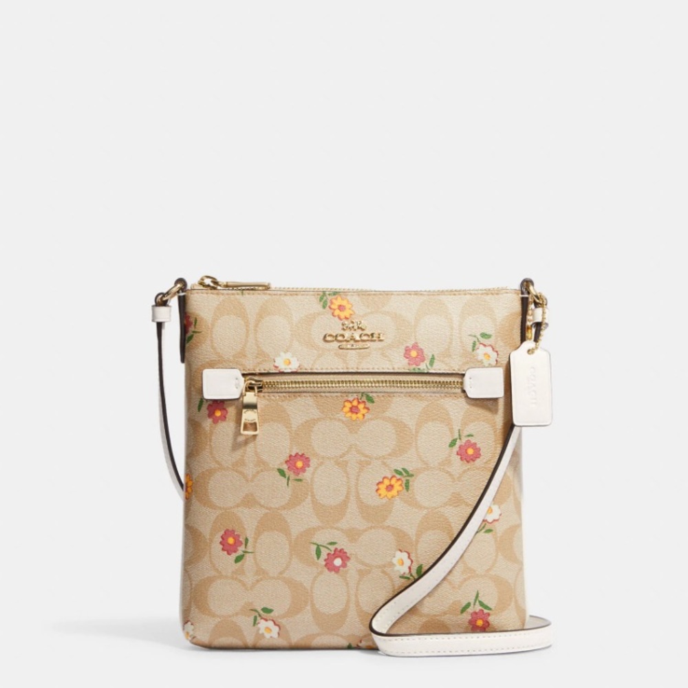 Mini Rowan File Bag In Signature Canvas With Nostalgic Ditsy Print